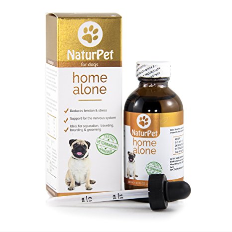Naturpet Home Alone | 100% Natural, Safe, & Effective Anxiety Relief for Dogs | Anxiety Relief for Cats | 100 mL 3.3 oz | Herbal Remedies | Travel Anxiety | Separation Anxiety | Thunder Storms
