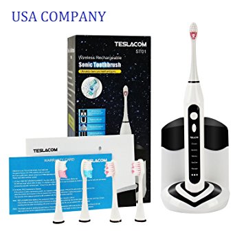 Electric Toothbrush Cordless Rechargeable Sonic Toothbrush with UV Sanitizer 5 Brush Modes 4 Brush Heads Timer Control IPX7 Waterproof by TESLACOM
