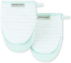 KitchenAid Albany Mini Oven Mitt 2-Pack Set, Mineral Water, 5.5"x8"