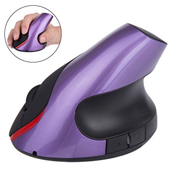 EIGIIS Wireless Ergonomic Mouse 2.4G High Precision Vertical Optical Mouse (Purple)