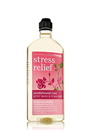 Bath & Body Works Aromatherapy Sandalwood Rose Stress Relief Body Wash and Foam Bath 10 fl oz (295 ml)