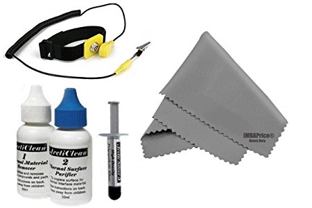 Arctic Silver 5 (Anti-Static Kit) - 3.5 Grams with ArctiClean 60 ML Combo Kit   Microfiber (7" X 6") Cleaning Cloth   Anti Static Wrist Strap