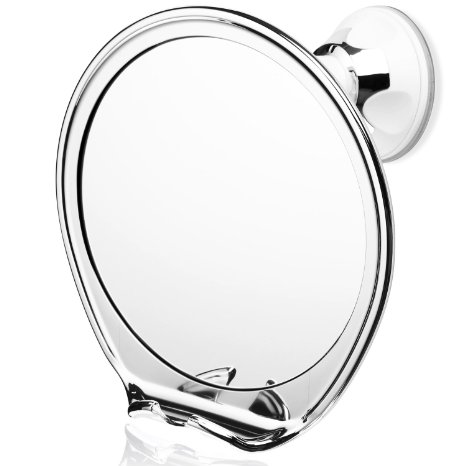Miusco Fogless Shower Mirror With Built-in Razor Holder, Flexible Rotation Arm and Powerful Locking Suction Cup Mount, Chrome, 5.75 Inch, Round