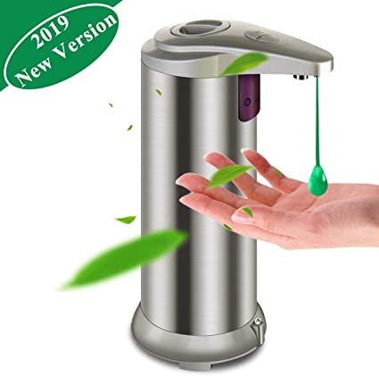 Automatic Soap Dispenser Touchless with Sensor 200ml Non-Contact Stainless Steel Liquid Dispenser For Bathroom Kitchen and Office (Champagne)