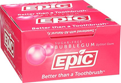 Epic Dental Xylitol Sweetened Gum Bubblegum 12 Count (Pack of 12)
