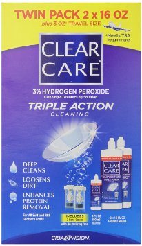 Clear Care 3% Hydrogen peroxide Triple Action Cleaning Triple Action 2x16oz + 3oz Travel Size