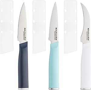 KitchenAid Paring High Carbon Stainless Steel Kitchen Knife Set, Razor-Sharp Blades, 3 Piece, Multicolored