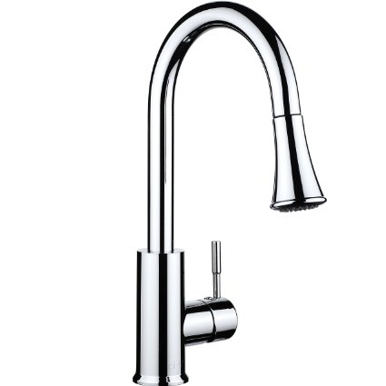 pH7® F03 1-hole Plastic Pull-down Kitchen Sink Faucet; 1-handle Touch On Kitchen Faucet; Excellent Finish, Nylon Hose, and Docking System, Chrome