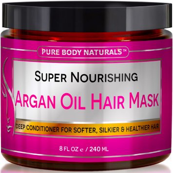 Argan Oil Hair Mask 8 oz Hair Treatment Therapy Deep Conditioner for Damaged and Dry Hair Heals and Restructures Hair Shaft and Growth Detoxifies Scalp and Nourishes Removes Products Residue Buildup