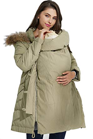 Sweet Mommy Maternity Baby Carrier Babywearing Warm Down Coat with Removable Panel