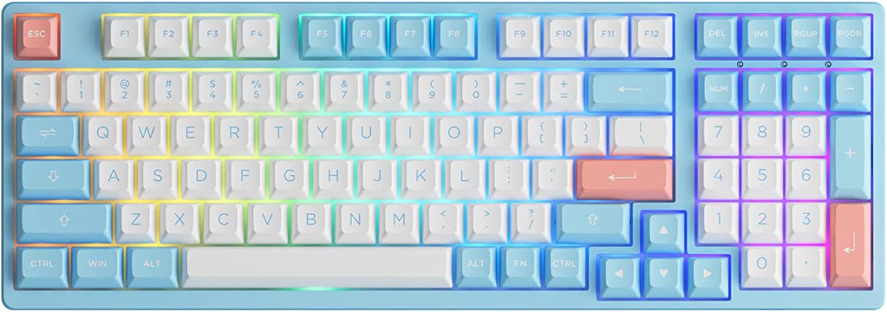 Akko 3098B Hot swappable Mechanical Keyboard, Multi-Modes 2.4G Wireless/Bluetooth/Wired, 3098 98-Key RGB Gaming Keyboard with PBT Double-Shot Keycaps and MX Style Tactile Switches for Mac & Win