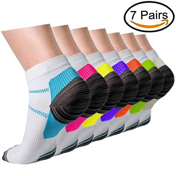 Plantar Fasciitis Support Compression Socks Women Men - Best Running Ankle Athletic Socks