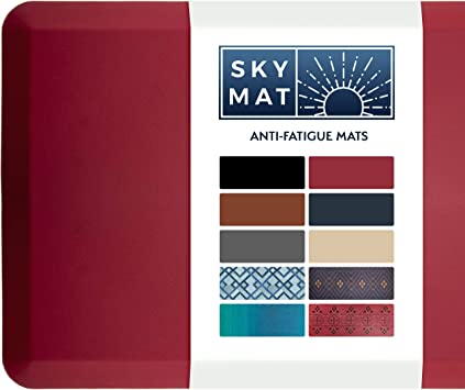 Sky Solutions Anti Fatigue Mat - Cushioned 3/4 Inch Comfort Floor Mats for Kitchen, Office & Garage - Padded Pad for Office - Non Slip Foam Cushion for Standing Desk (20" x 39", Burgundy)