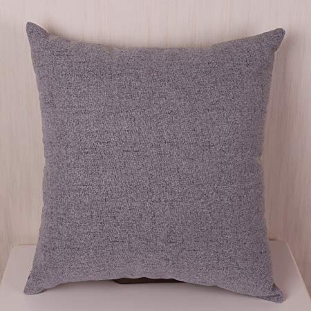 Bridgeso Rustic Square Throw Pillow Cover 18 x 18 Inches Textured Cotton Linen Pillowcase Home Décoration for Sofa and Couch, 45cm x 45cm, Grey