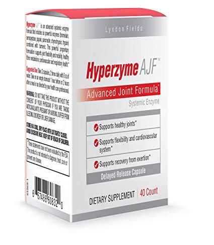 New Hyperzyme AJF - Advanced Joint Support - Systemic Proteolytic Enzymes - Proprietary Formulation of 6 Powerful Enzymes Combined with Tumeric & Serrapeptase 120 Delayed Released Capsules