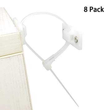 Gizhome 8 Sets Nylon Anti-Tip Furniture Anchor Straps, Attach Furniture to Wall Keeping Baby Pet Safety from Dumping Furniture, White, Sets of 8