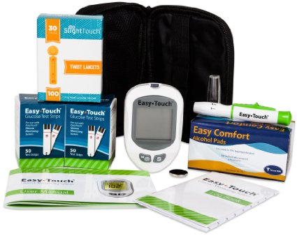 Easy Touch Diabetes Testing Kit - Easy Touch Meter, 100 Easy Touch Blood Glucose Test Strips, 100 Slight Touch Lancets 30g, Lancing Device and 100 Slight Touch Alcohol Pads