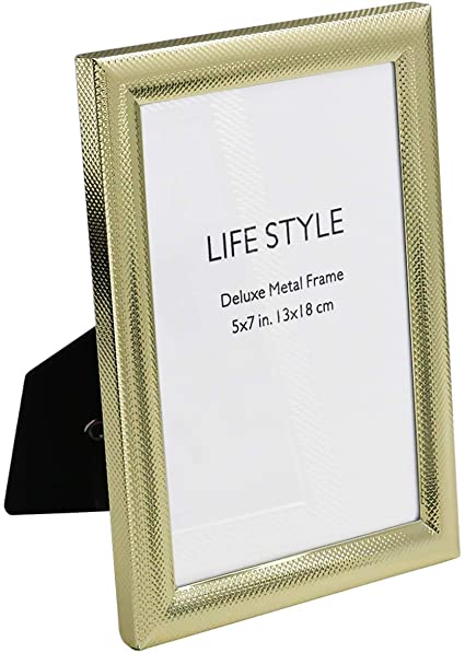 TOPSKY Metal Photo Frame Picture Frame - Glass Window - For 7x5 Inches Picture (Gold 2)