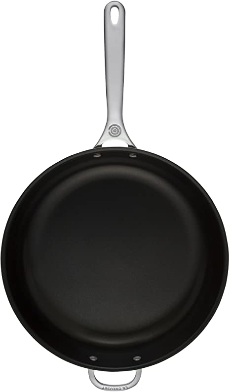 Le Creuset SSP2500-32 Tri-Ply Stainless Steel Nonstick Deep Fry Pan with Helper Handle, 12.5-Inch