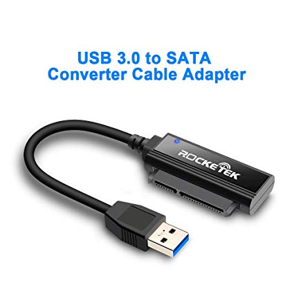 Rocketek USB 3.0 to 2.5" External SATA Drive Reader Cable – SATA to USB 3.0 Converter for SSD/HDD External Hard Drive Adapter