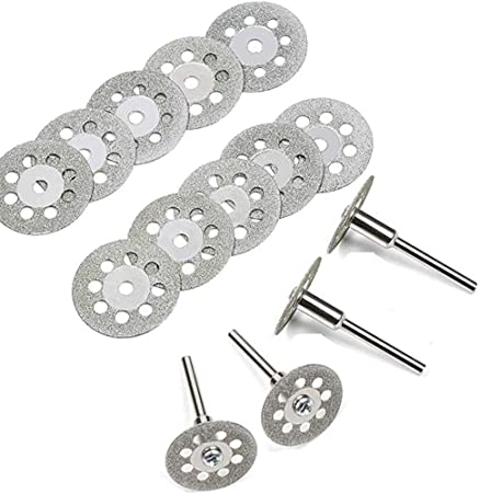 Diamond Cutting Disc, 30 pcs 22mm Mini Cut Off Wheel Circular Saw Blade Set with 6 Mandrel Gemstones Cutting Disks for Rotary Tools Resin Metal Cutting Wheel for Wood Glass Plastic Stone Metal Cutting