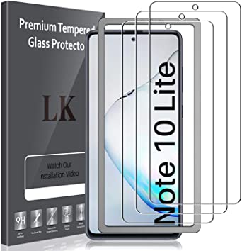 LK [3 PACK Screen Protector for Samsung Galaxy Note 10 Lite, Tempered Glass [Anti-Scratch] [Case Friendly] 9H HD Clear Natural Touch Double Defence [Alignment Frame Easy Installation]