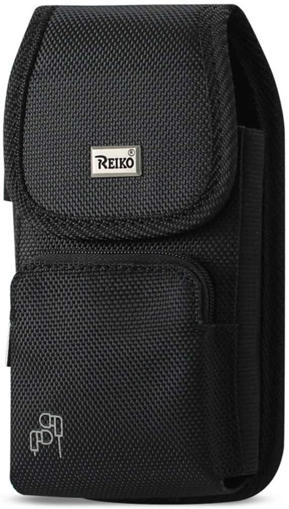 Reiko Vertical Rugged Pouch with Zipper Pocket Black in Cardboard Packaging (Inner Size:5.8x3.2x0.7)