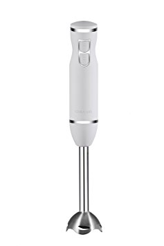 Chefman Immersion Blender Stainless Steel Shaft 300 Watt Ice Crushing Soft-Touch Rubberized Hand Blender RJ19-RBR-Ivory