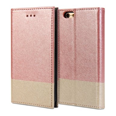 iPhone 6 Case GMYLE Wallet Case Clip for iPhone 6 47 inch Display - Pink and Champagne Gold PU Leather Slim Protective Folio Wallet Stand Case Cover