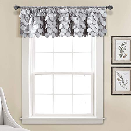 Lush Decor, Light Gray Gigi Valance Textured Window Kitchen Curtain (Single), 14” x 70