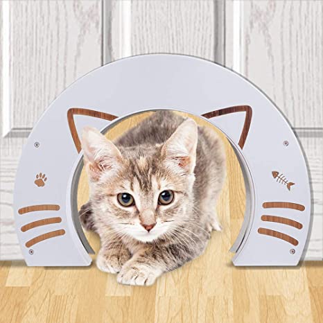 EXPAWLORER Cat Doors for Interior Doors - Bamboo Pet Door for Kitty Puppy Pass Hidden Litter Box Furniture Hole Door Fits Small Medium & Large Cats