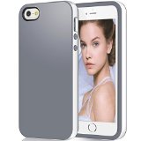 iPhone 5s CaseiPhone 5 Caseby AilunShock-Absorption BumperAnti-ScratchFingerprintampOil Stain Shell Soft Dual Color TPU Back CoverWhiteGrey