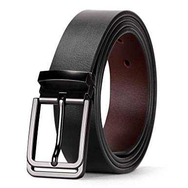 Men Leather Reversible Belt for Jeans Dress Pants Casual Men Belt for Boys with Solid Buckle By JASGOOD