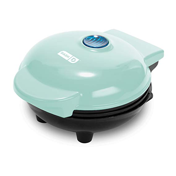 Dash DMS001AQ Mini Maker Electric Round Griddle for Individual Pancakes, Cookies, Eggs & other on the go Breakfast, Lunch & Snacks with Indicator Light   Included Recipe Book - Aqua