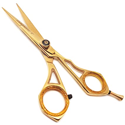 Saaqaans SQR-03 Professional Hairdressing Scissor - Perfect for Hair Salon/Barber/Hairdresser and Home use to Trim your Haircut/Beard/Moustache - Comes with Beautiful Black Pouch/Case (Gold USA)