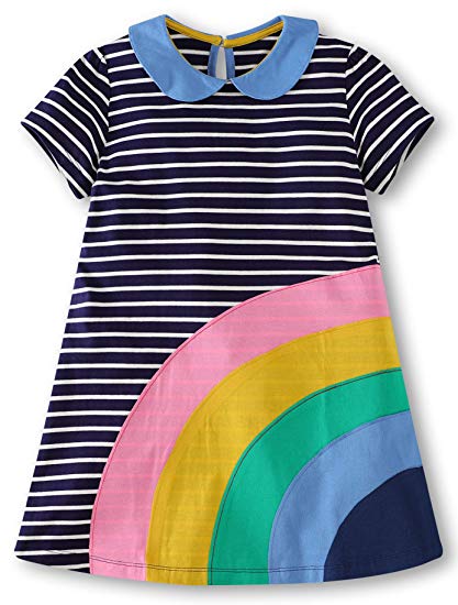 Fiream Toddler Girls Cotton Short Sleeves Casual Summer Dresses