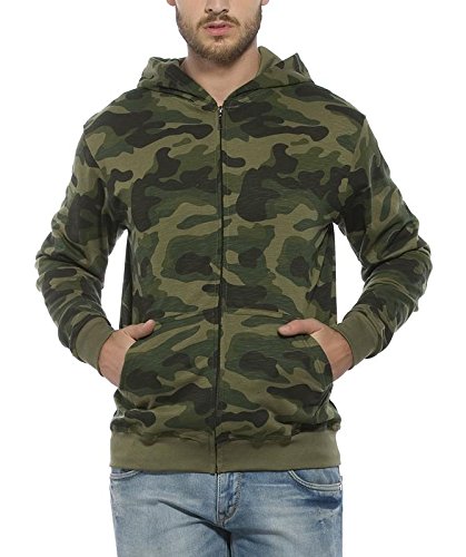 Clifton Men's Army Printed Hooded Sweat Shirt -Olive
