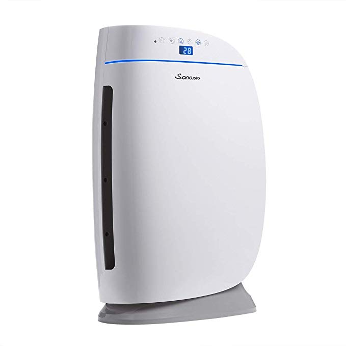 Sancusto Air Purifier for Home, True HEPA Air Cleaner for 323-538 sq.ft Room, CADR Rated 235CFM, with Air Quality Monitor Display, Controller and Timer for Home and Office