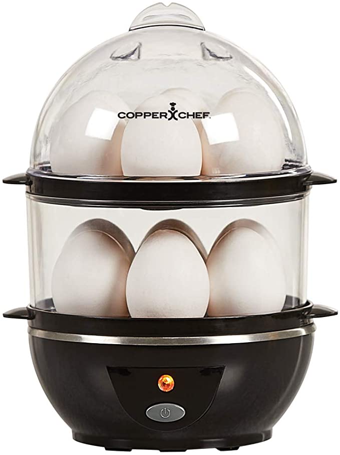 Copper Chef Want The Secret to Making Perfect Eggs & More C Electric Cooker Set-7 or 14 Capacity. Hard Boiled, Poached, Scrambled Eggs, or Omelets Automatic Shut Off, 7.5 x 6.7 x 7.5 inches (Black)