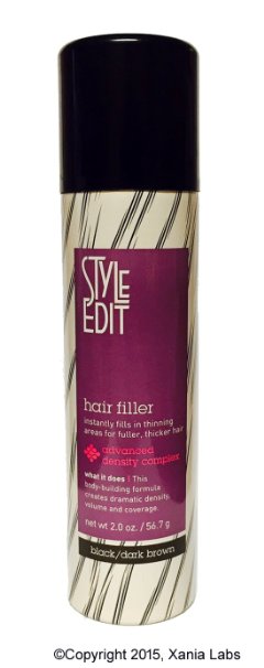 HAIR FILLER BLACKDARK BROWN 2oz by Style Edit  Instantly Fills In Thinning Areas for Fuller Thicker Hair Factory Fresh with E-Commerce Authenticity Code