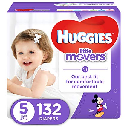 HUGGIES LITTLE MOVERS, Baby Diapers, Size 5, 132ct