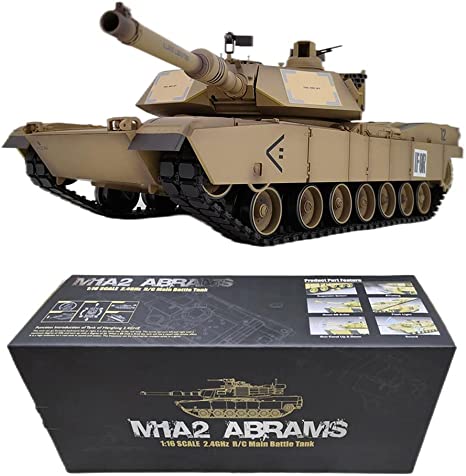 MAYS RC Tank, 1/16 2.4G RC US M1A2 for Abrams Tank Main Battle Tank Model Military Tank Army Vehicle with Smoke Sound Light Effect , Infrared Battle Tank Toys for Boys Girls and Adults, (Y08L26H11H)