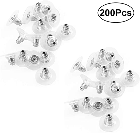 100 Pairs Clutch Earring Backs with Pad Earring Safety Backs,Silver