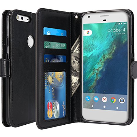 Google Pixel Case, LK Luxury PU Leather Wallet Flip Protective Case Cover with Card Slots & Stand For Google Pixel - Black