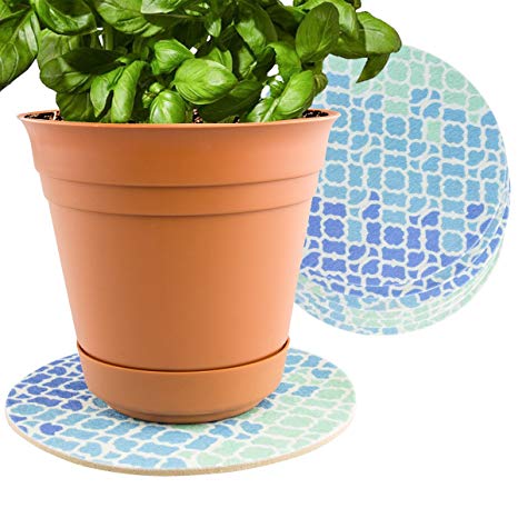 Plastec (6-Pack Indoor Plant Mat for Plastic or Ceramic Flower Pot Trivet Floor Planter Coaster Set