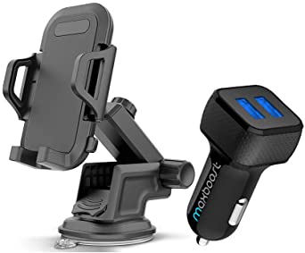 Maxboost 24W Car Charger and DuraHold Car Phone Mount for Smartphone