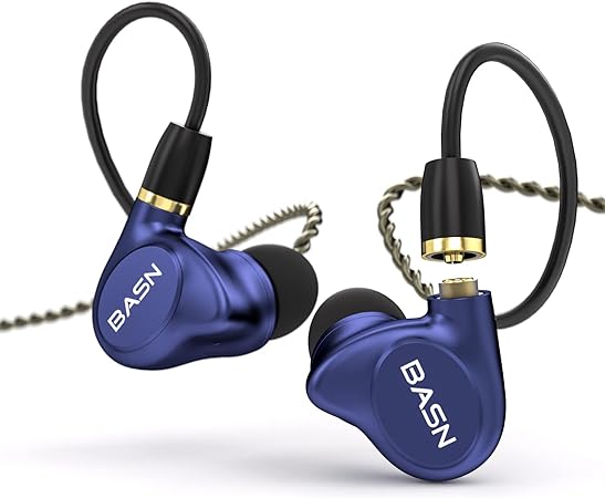BASN Metalen 4 Drivers in-Ear Monitors Headphones, Noise Isolating IEMs with Deep Bass, for Musicians Singers Drummers Bassists(Sapphire Blue)
