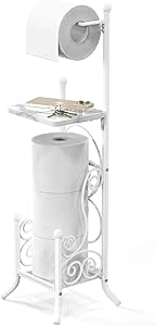 Simple Houseware English Style Bathroom Toilet Tissue Roll Holder Stand, White