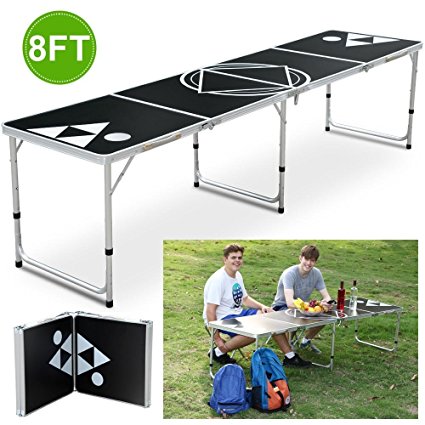 Yaheetech Beer Pong Table 8' Portable Folding Outdoor Indoor College Party Gaming Beer Pong