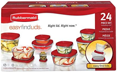 Rubbermaid Vented Easy Find Lid Food Storage Containers, Set of 12, Racer Red